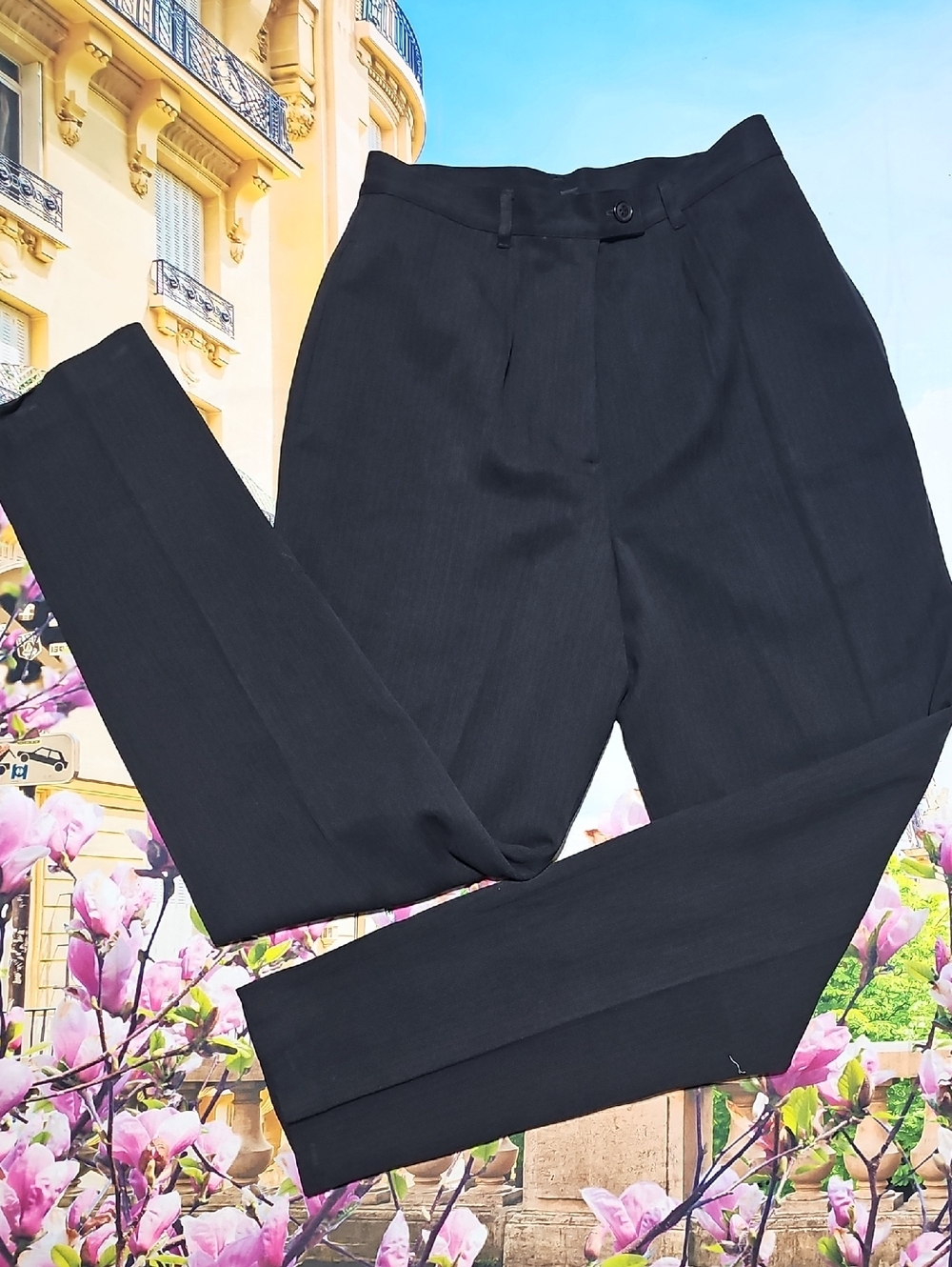 August Silk Black High Waist Silk Dress Trousers Pants Size Medium